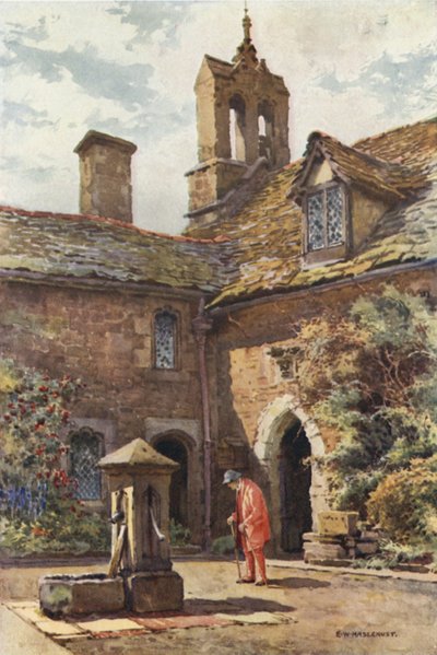 The Coningsby, eller Red Coat Hospital (farge litho) av Ernest William Haslehust