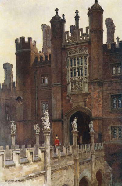 The Great Gatehouse, West Entrance (farge litho) av Ernest William Haslehust