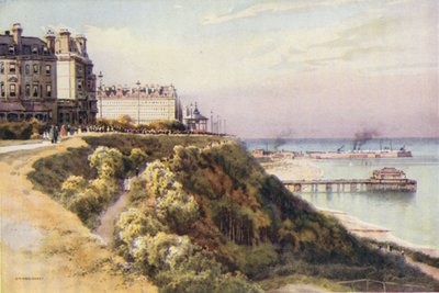 The Leas, Folkestone (farge litho) av Ernest William Haslehust