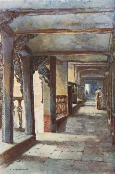 The Rows, Watergate Street (farge litho) av Ernest William Haslehust