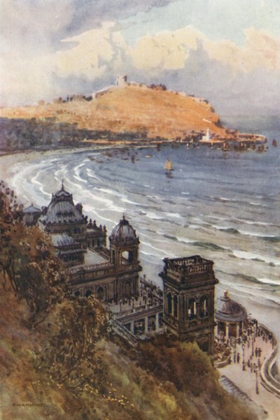 The Spa and South Bay (farge litho) av Ernest William Haslehust