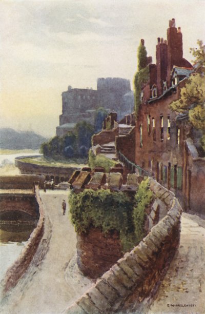 The Walls near Bridgegate (farge litho) av Ernest William Haslehust