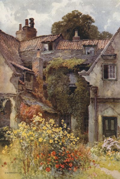 Thorp Prebendal House, Ripon (farge litho) av Ernest William Haslehust