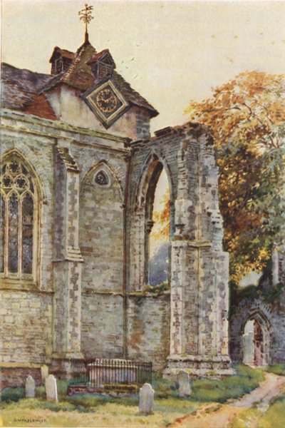 Winchelsea Church (farge litho) av Ernest William Haslehust