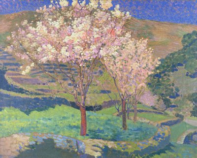 Trær i blomst med terrasser av Ernest Yarrow Jones