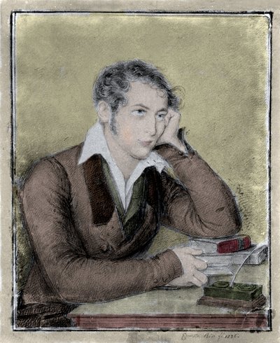Risorgimento: portrett av patrioten, filosofen, politisk tenker Carlo Cattaneo (1801-1869) tegning av Ernesta Bisi av Ernesta Legnani