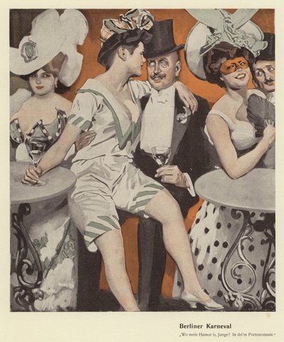 Berlin karneval (farge litho) av Ernst (after) Heilemann