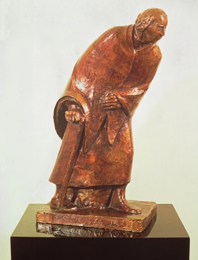 Gammel kvinne med en spaserstokk, 1913 (bronse) av Ernst Barlach
