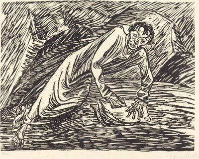 Den skrivende profeten Saint John på Patmos, 1919. av Ernst Barlach
