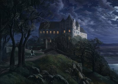 Scharfenberg slott om natten. 1827 av Ernst Ferdinand Oehme