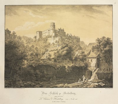 Seks utsikt over Heidelberg slott: østover, 1820. av Ernst Fries