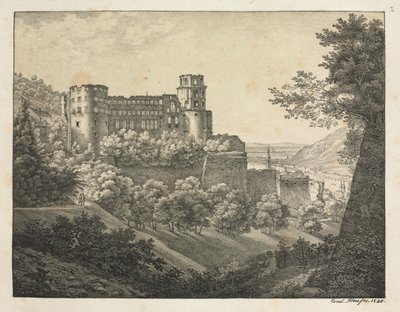 Seks utsikt over Heidelberg slott: Mot nordøst, 1820. av Ernst Fries