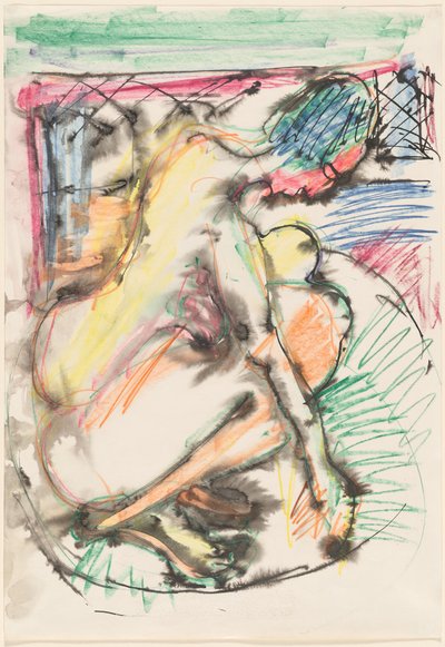 Erna bader i badekar, 19131914. av Ernst Ludwig Kirchner
