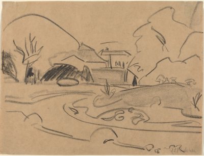 Gangstier og paviljong i Dresden Grosser Garten, ca. 1909. av Ernst Ludwig Kirchner