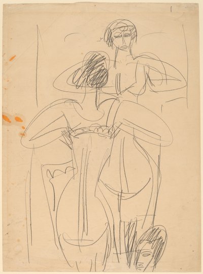 Jente foran et speil, 19121913. av Ernst Ludwig Kirchner