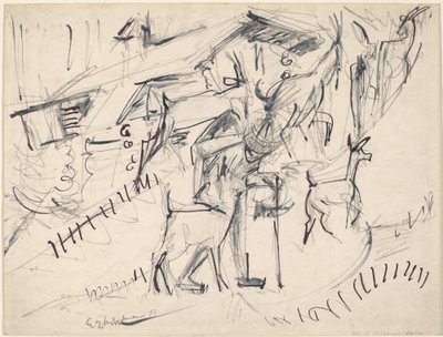 Geitegjeter med geiter, 1917. av Ernst Ludwig Kirchner