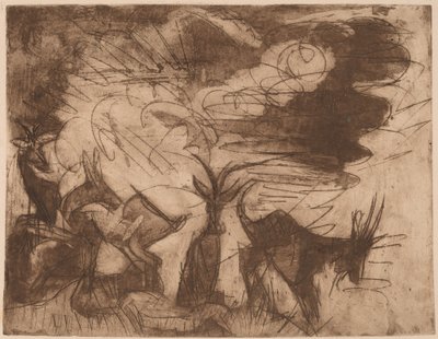Geiter og skyer, 1919. av Ernst Ludwig Kirchner