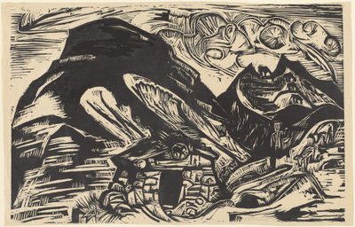 Fjell med en fjellhytte, 1921. av Ernst Ludwig Kirchner