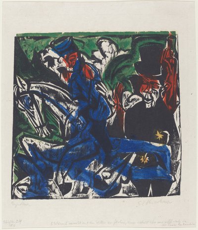 Peter Schlemihls fantastiske historie: Schlemihls møte med de grå..., 1915. av Ernst Ludwig Kirchner