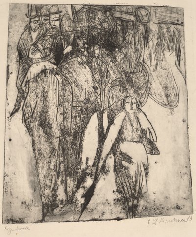 Gatescene med en omnibus, 1914. av Ernst Ludwig Kirchner