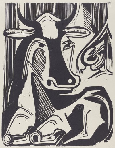 Den store kua som ligger nede Grosse Liegende Kuh, 1929. av Ernst Ludwig Kirchner