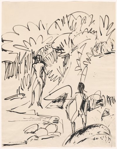 To badende ved Fehmarn-kysten, 1912. av Ernst Ludwig Kirchner