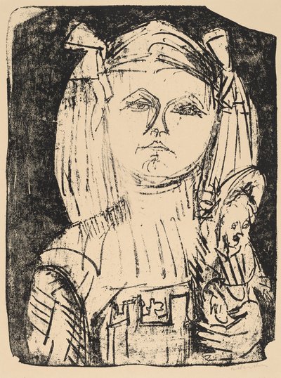 Ung jente med dukke, 1916. av Ernst Ludwig Kirchner