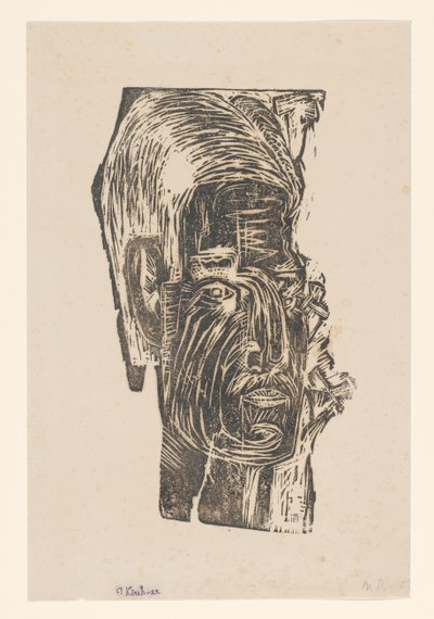 Portrett av en ukjent mann av Ernst Ludwig Kirchner (signed by artist)