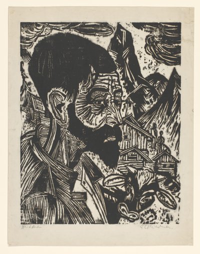 Sennkopf (Martin Schmied) (original tittel) av Ernst Ludwig Kirchner (signed by artist)