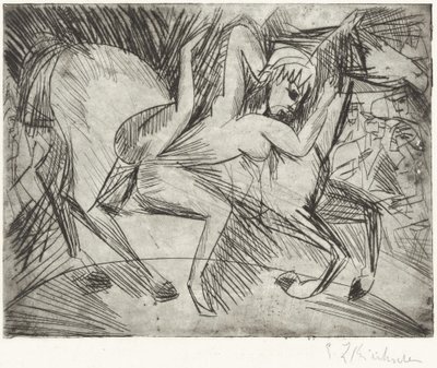 Akrobat på hest (Voltigeuse på hesteryggen) av Ernst Ludwig Kirchner