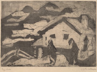 Alpehytter i tåke av Ernst Ludwig Kirchner