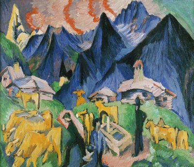 Alpeliv, triptyk; Alpeliv, triptyk, 1918 av Ernst Ludwig Kirchner