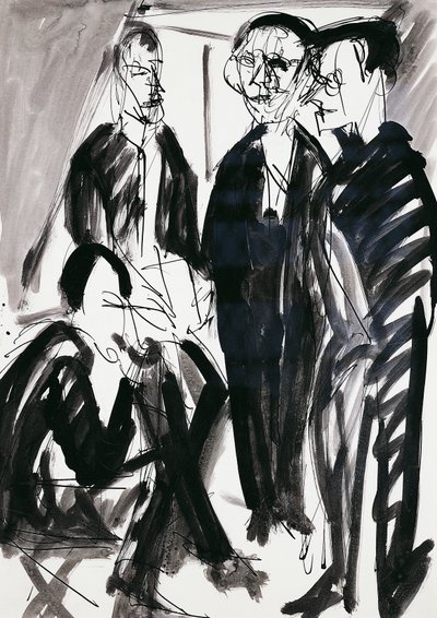 Artist og Die Brucke (Broen)-gruppen i Dresden, av Ernst Ludwig Kirchner (1880-1938) av Ernst Ludwig Kirchner