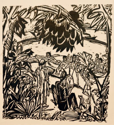 Badescene under tregrener av Ernst Ludwig Kirchner