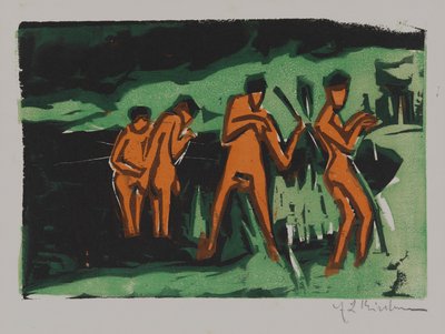 Badende som kaster siv av Ernst Ludwig Kirchner