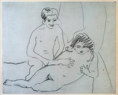 Par Et nakent par som ligger på sengen - Tegning av Ernst Ludwig Kirchner (1880-1938) New York, Museum of Modern Art av Ernst Ludwig Kirchner