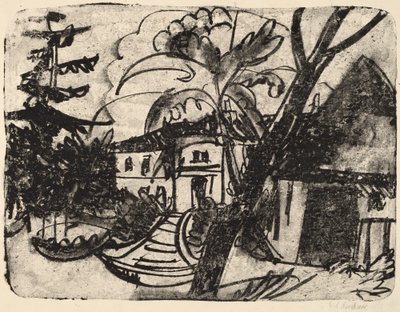 Dansk Gård med Herregård av Ernst Ludwig Kirchner