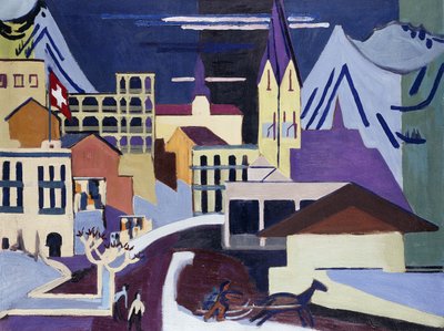 Davos-Platz jernbanestasjon; Davos-Platz am Bahnhof, 1931 av Ernst Ludwig Kirchner