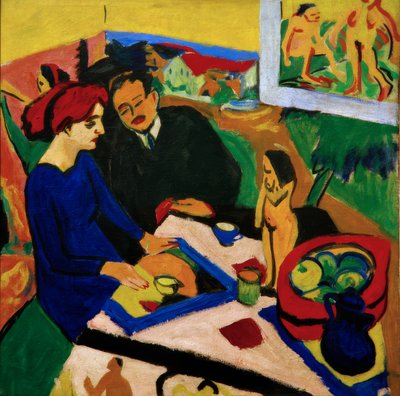 Doris og Heckel ved bordet av Ernst Ludwig Kirchner