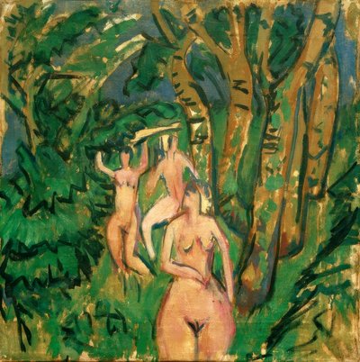 Tre nakenbilder i skogen av Ernst Ludwig Kirchner