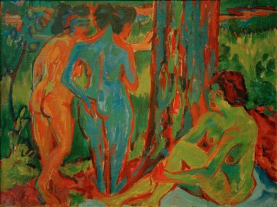 Tre nakenbilder i skogen av Ernst Ludwig Kirchner