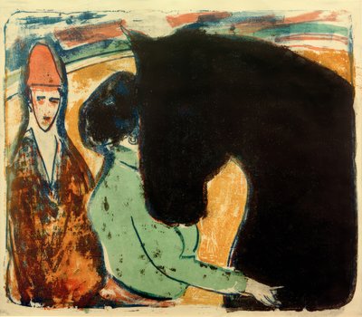 E.L. Kirchner, svart hingst, rytter og klovn av Ernst Ludwig Kirchner