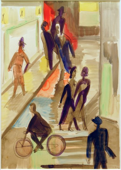 E.L. Kirchner, gatebilde med sykkel av Ernst Ludwig Kirchner