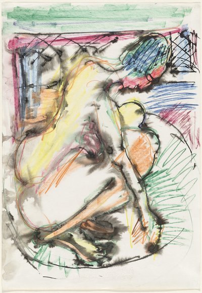Erna bader i badekar av Ernst Ludwig Kirchner