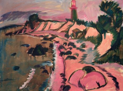Fehmarn-kysten med fyr av Ernst Ludwig Kirchner