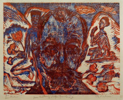 Ferdinand Hodler / Hodlerkopf / Farbholzschnitt v. E.L.Kirchner av Ernst Ludwig Kirchner