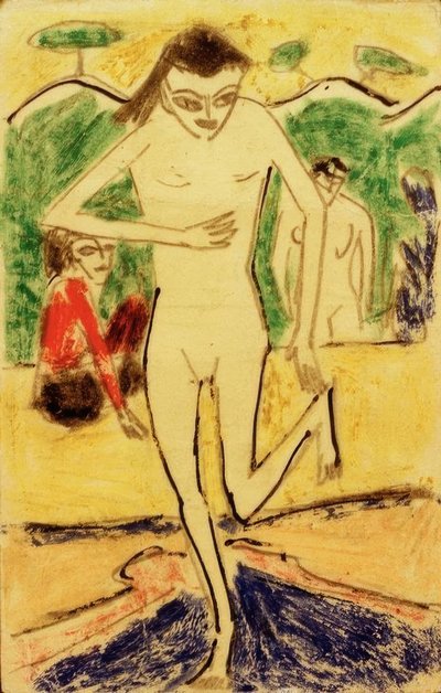 Fränzi foran vegghenget av Ernst Ludwig Kirchner