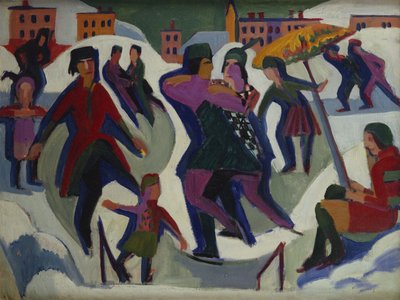 Skøytebane med skatere, 1925 av Ernst Ludwig Kirchner