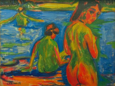 Jenter som bader i sjøen av Ernst Ludwig Kirchner