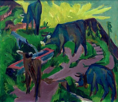 Kyr ved solnedgang av Ernst Ludwig Kirchner